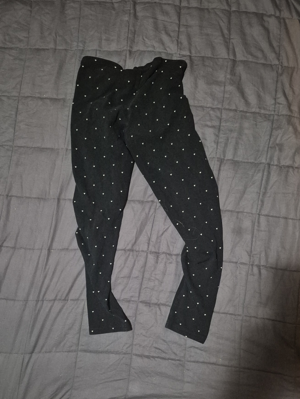 Old Navy Black Leggings with Tiny White Heart Print